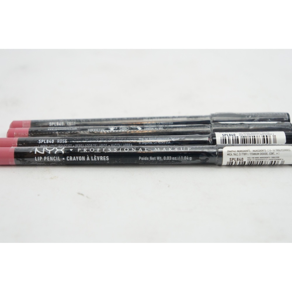 New Sealed 4-pack NYX Professional Makeup Lip Pencil Rose 0.03oz - Picture 2 of 2